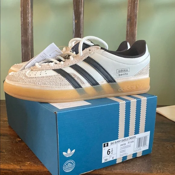 Adidas Bad Bunny Gazelle Indoor Shoes - Cream and Black - Picture 3 of 6